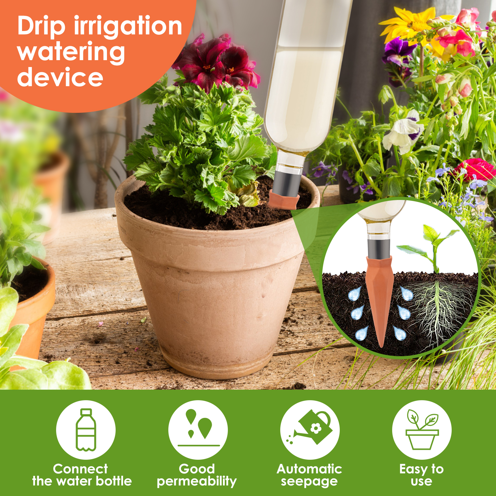 8Pcs Self Watering Stakes Red  - Self Watering Insert ulasan dan harga