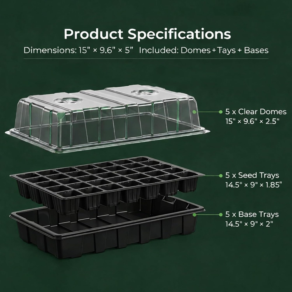5-Set Seed Starter Tray Kits,  - Humidity Dome Kit ulasan dan harga